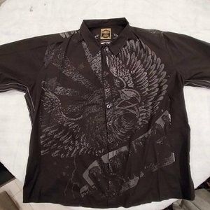 Vintage Harley Davidson 50th Mens XXL Grey Button Up Eagle Graphic Biker Shirt